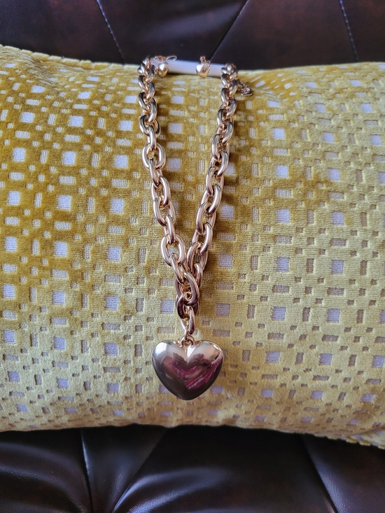 no brand Jewelry - Gold-Tone Heart Pendant Chunky Link Necklace - Women's Jewelry